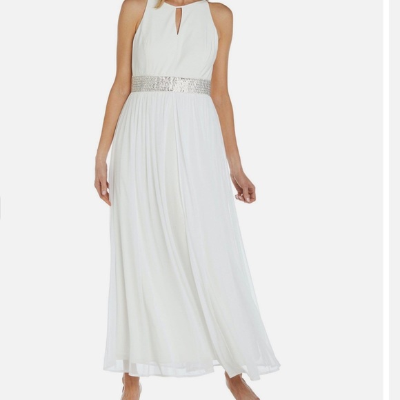 R&M RICHARDS RHINESTONE WAIST,KEYHOLE CUTOUT NECK,MAXI DRESS - Picture 2 of 6